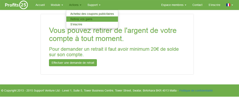 Profits25 retrait 1